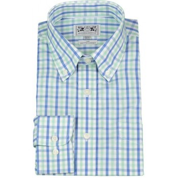 Men's Button-Down Shirt, Blue/Green Check